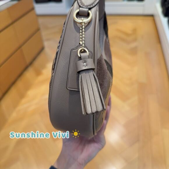 NWT Coach Carmen Mini Crossbody Bag in Patchwork CCE64 Gunmetal/Olive Multi - Picture 4 of 12